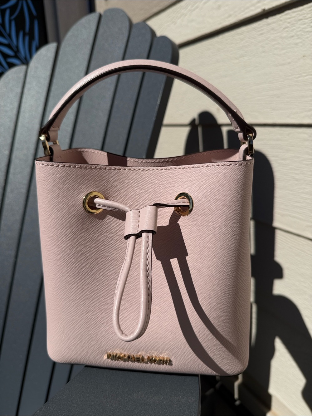 Michael Kors Greenwich Small Bucket Bag Blush Pink Saffiano Leather Crossbody